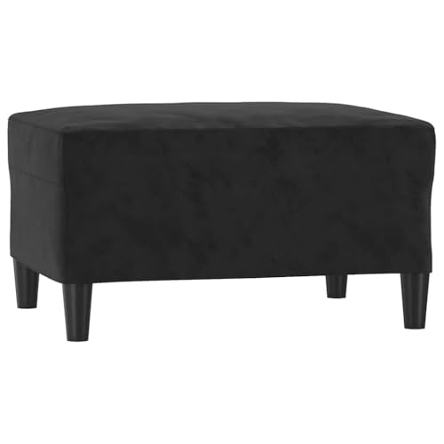 Mhdvray Taburete acolchado con tapizado de terciopelo, moderno taburete para salón o asiento, otomano acolchado, negro, 70 x 55 x 41 cm