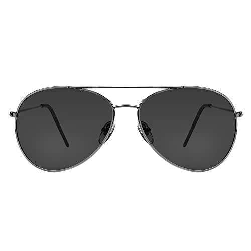 Panama Jack Men's Polarized Smoke Aviator Sunglasses, Shiny Gunmetal, 573