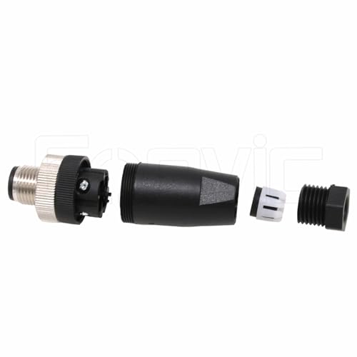 Image of M12 4 Pin Male Connector, 12mm A Code Industrial Circular Connector, Unshiled Field Assembly Wireable Sensor IP67 250V 4A AC /DC Straight 2pcs