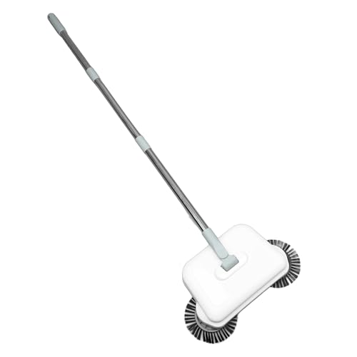 Hand Push Sweeper, Manual 360° Range of Motion Foldable Compact Stainless Steel Rods 2 in 1 Soft Thick Brush Sweeping Mopping Machine for Home Kitchen