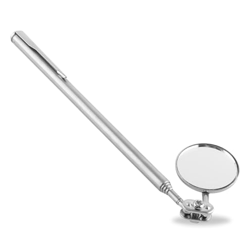 DEWIN Espejo de Inspección Telescópico, Espejo de Inspección Telescópico de Coche Plateado, Herramienta de Mano de Lente Redonda de Detección Extensible (Pen Clip 30 * 600mm)