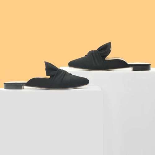 Image of MUSSHOE Comfort Mules for Women: 1 Pair for Commute-to-Desk | Pointed Toe Slip on Dressy Work Flats for Office Business Casual