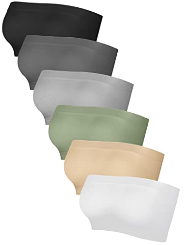 Uratot 6 Pieces Strapless Bandeau Bra Women's Seamless Bralettes Stretchy Non-Padded Bandeau Tube Top Bra In Multicolor #TOP23