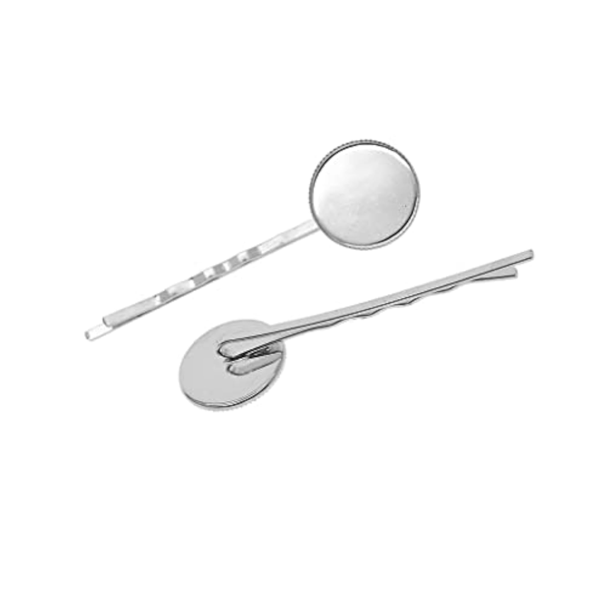 10pc Hairpin Base Setting Cabochon Tray Clips, Silver