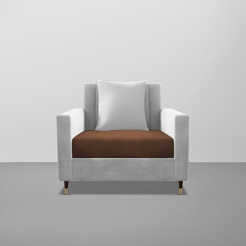 Image of Casaliving Garcia 1 Seater Sofa Set for Living Room (Brown Grey Colour) Premium Fabric Sofa
