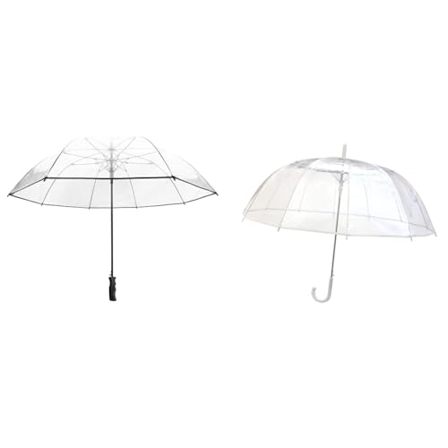 SMATI Grand Parapluie Golf Transparent - Solide ; Diamètre= 124cm & Grand Parapluie Long Transparent - Résistant au Vent ; 12 baleines ; Diamètre=102cm ; Ouverture automatique ; Parapluie femm