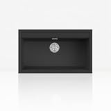EVHOC Lavello Cucina Sopratop, 86x51 cm, 1 Vasca, Nero, DESIDERATA L