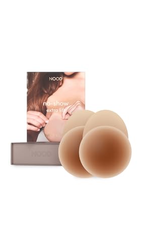 NOOD Adhesive Nipple Covers for Women - Medical-Grade Silicone No-Show Extra Lift Reusable Nipple Covers Sweatproof Invisible Under Anything Comfortable Fit Skin-Friendly No. 7 Bronze 4 in.