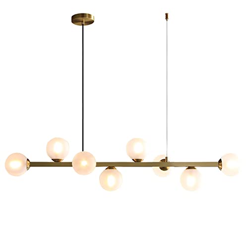 Luminaire suspendu haricots magiques laiton 8 abat-jours verre lustre G9 LED hauteur réglable salon