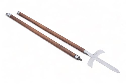 Edgeoprops Japanese Spear Jumonji Yari Metal Blade Handmade Wooden Handle Cross Battle Ready Functional Spear