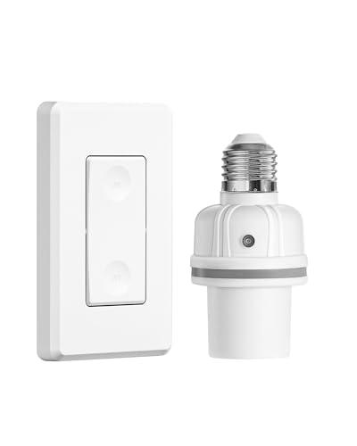 DEWENWILS Funk Lampenfassung, Glühbirnenfassung für E27 Lampensockel, E27 Fassung Funkschalter Set für LED Glühbirne, 30M Reichweite, Kabellose, Wand, Weiss