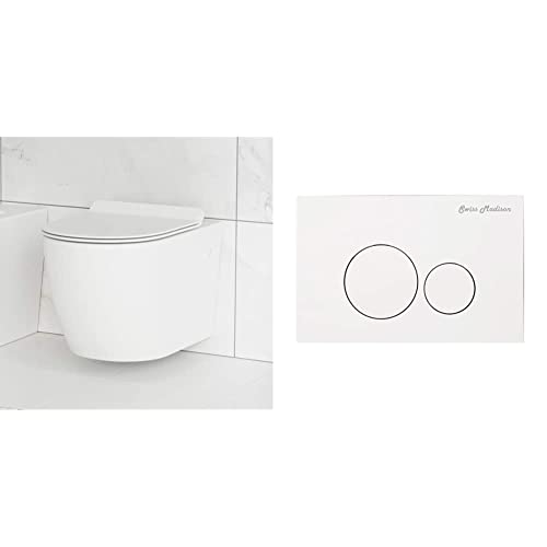Sanitario colgado en pared Swiss Madison Well Made Forever SM-WT449 St. Tropez (Blanco Brillante) con placa de accionamiento SM-WC001W blanca miniatura 1
