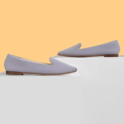 Image of MUSSHOE Black Flats for Women Pointed Toe-Comfortable Business Casual Work Shoes, Dressy Suede Slip On with Memory Foam for Office, Teacher & Standing All Day