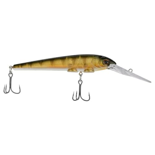 Berkley Deep Hit Stick Fishing Lure, Perch, 1/3 oz, 3.75in, Wide, Aggressive Tail Action and Beefier Profile, Equipped with Sharp Fusion19 Hook