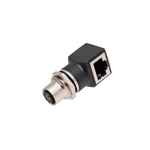 LAYMXNDIO Adaptateur M12 4 cœurs D 8 cœurs chanfreiné, étanche, Prise mâle et Femelle, connecteur RJ45, 1 pièce(120096,4 pin D Code)