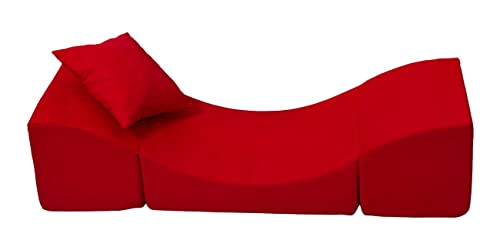 Sofá cama para ninos sillón relajante pliable 3 en 1: puf, cama, mesa (color: rouge)