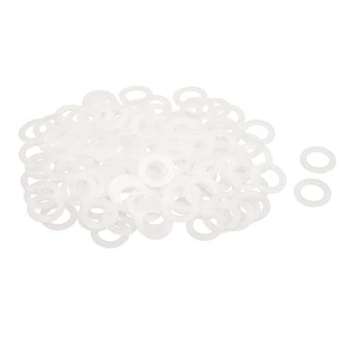 uxcell 120Pcs M12 Nylon Flat Washers 12mm ID 20mm OD 1mm Thick Plain Washer Grommets Plastic Sheet Gasket Fastener Sealing Spacer Gasket Ring, White