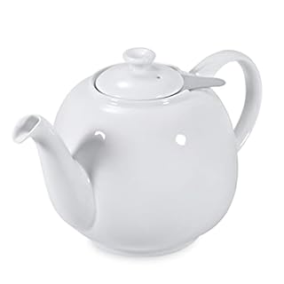 Urban Lifestyle Théière avec infuseur 1,6L en porcelaine Théière anti-goutte Infuseur intégré pour thé loose (Blanc)