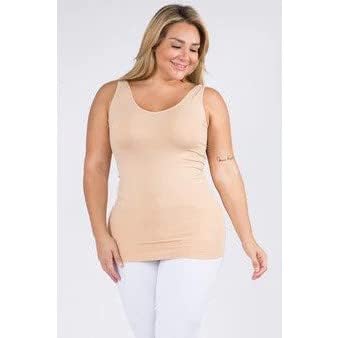 SHAPERX Women's Tank Top Compression Shaper Seamless Slimming Shaping Tanks Plus Size (2XL, Skin) - Image 4 thumbnail