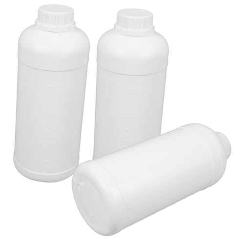 ELAYARD 3 Frascos De Reactivo De 1 Litro, Botellas Plásticas Hdpe Color Blanco Translúcido Con Tapa Sellada, Con Escala Graduada Para Muestras Líquidas y Almacenamiento Seguro En Laboratorio