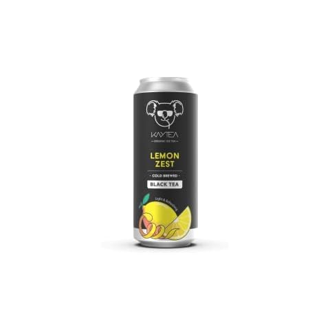 Lemon Zest Ice Tea by KAYTEA - Organic Certified - Low Calorie - Cold Brewed - Black Tea Infusion - Refreshingly Light - Recyclable Cans (Pack of 12 x 330mL) Cover