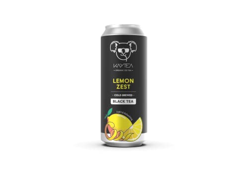 Lemon Zest Ice Tea by KAYTEA - Organic Certified - Low Calorie - Cold Brewed - Black Tea Infusion - Refreshingly Light - Recyclable Cans (1 x 330mL)