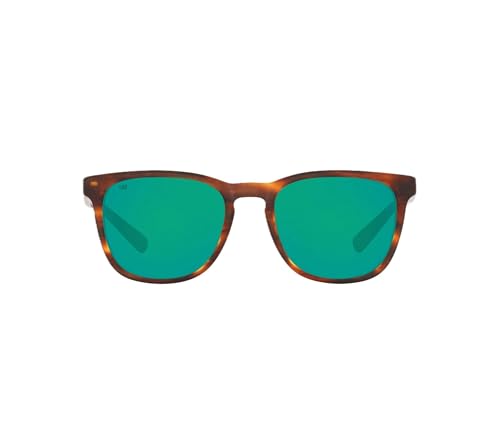 Costa Del Mar Mens Sullivan Square Sunglasses, Matte Tortoise/Green Mirrored Polarized-580g, 53 mm