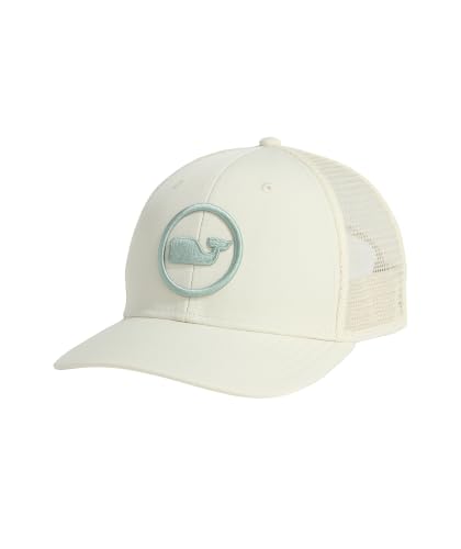 vineyard vines Men's Whale Dot Performance Trucker Hat, Stone, OS