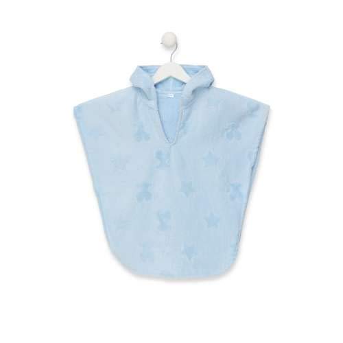 TOUS BABY - Poncho con Capucha de Rizo para tu bebé. Color Celeste (Talla M/de 2 a 3 años)