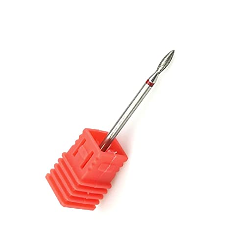 Natury Nails Fresa de Diamante de 2.1mm para Torno de uñas. Broca Manicura Rusa, Pedicura, Esmalte Semipermanente, Cutícula. Lima para Torno Roja Grano Fino Cover