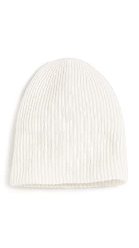White & Warren Women's Cashmere Plush Rib Beanie, Soft White, One Size