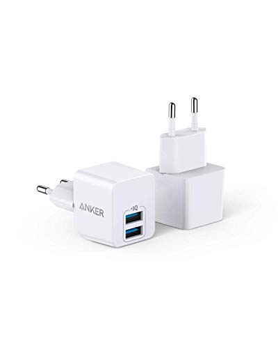 Anker 12W Mini Duales Ladegerät 2 Pack, Extrem kompaktes USB Wandladegerät, 2,5A Leistung für iPhone 16/15 Serie, iPad Pro/Air 2/Mini 4, Galaxy S24/S23 Serie, und viele mehr