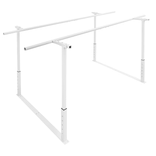 WPORDE Parallel Bars Adjustable Height for Physical Therapy, 7FT 440Lbs Capacity Standing Assist Bar for Daily Mobility Support, Heavy-Duty Parallel Bar for Leg Training (White)