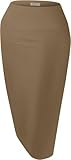 STYLE - Flattering and form fitting, these taupe pencil skirts for women are crafted from a poly spandex blend that ensures easy day-long wear and features a stretch waistband that lends a slimming and sexy hourglass shape. OCCASION - These taupe wom...