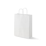 スーパーバッグ 手提げ紙袋 丸紐 晒 大 100枚 白 無地 晒クラフト サイズ：幅320×マチ115×丈400mm