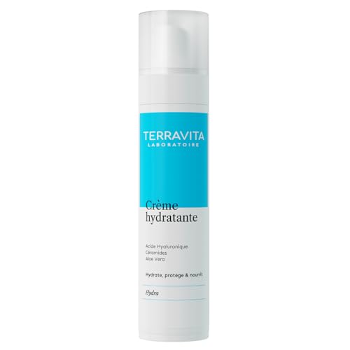 Crème Hydratante | Note Yuka 100/100 | Hydrate, Protège et Nourrit | Tous Types de Peaux | Acide Hyaluronique - Céramides - Aloe Vera - Macadamia | Texture Fluide | Made in France | Terravita