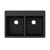 Elkay Quartz Classic ELG3322BK0 Black Equal Double Bowl Top Mount Sink