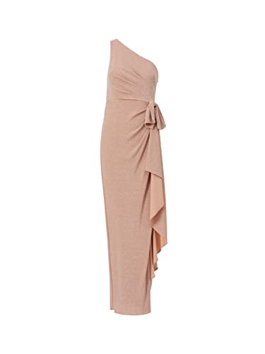 Image of Adrianna Papell Long Stretch Metallic Knit One Shoulder Cascade Side Draped Gown