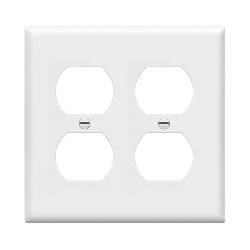 Enerlites 8822-W Duplex Receptacle Outlet Wall Plate Standard Size 2-Gang Polycarbonate Thermoplastic White