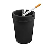 NYTKL Car Ashtray, Plastic Portable Smokeless Self-Extinguishing Vehicle Cigarette Trash Can Ash Tray, Universal Windproof Butt Bucket Ash Holder Organizer for Car Cup Holder (Black)