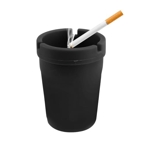 NYTKL Car Ashtray, Plastic Portable Smokeless Self-Extinguishing Vehicle Cigarette Trash Can Ash Tray, Universal Windproof Butt Bucket Ash Holder Organizer for Car Cup Holder (Black)