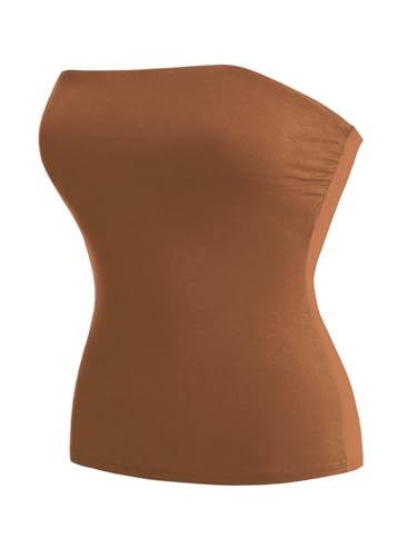 Image of MixMatchy Women's Stretchy Strapless Tube Top Y2K Bandeau Top