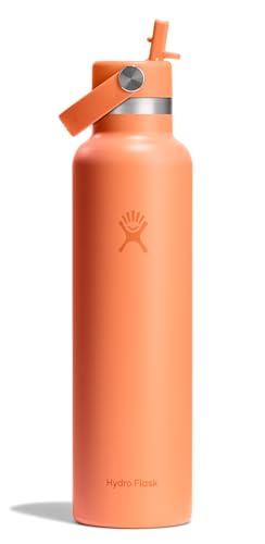 Image of Hydro Flask Water Bottle - Insulated Stainless Steel - Straw Lid, Non Spill, Leakproof in 24 Oz Nectar Orange