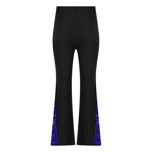 Men's Dress Jeans Retro Sequin Front Button Patchwork Flare Wide Leg Trousers Slim Fit Disco Party Pants with Pockets4