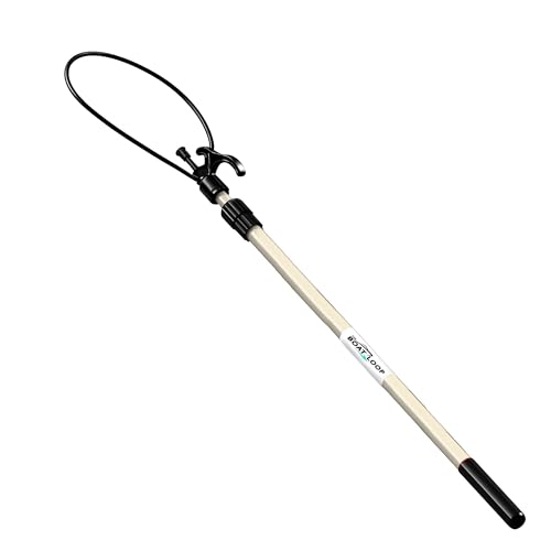 Boat Loop Extendable Fiberglass Boat Hook with Dual Loops & Rubber Tip - Adjustable 2-8ft Pole for Dock Lines & Rope Handling - Marine Boat Accessories with Quick-Lock Release System