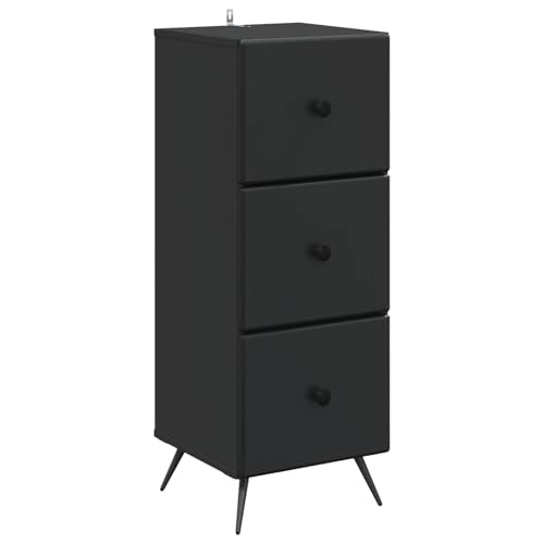 Commode en bois noire 3 tiroirs compacte de 33x34,5x90 cm - 2