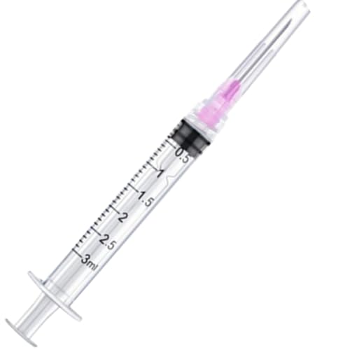 50 Pack 3ml 18 Gauge - Luer Lock 1ml 2.5ml 3ml 5ml 10ml 20ml with 25Ga, 23Ga, 22Ga, 21Ga, 18Ga Lab Consumables(Individually Sealed Wrapped)