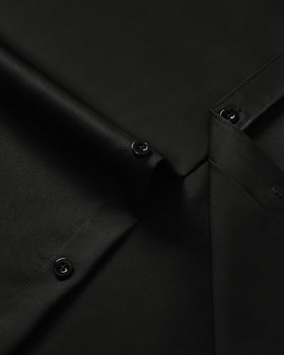 ROUWELL Mens Short Sleeve Button Down Shirts Solid Stain Resistant Flex Dress Shirt Business Casual Formal Tops Black Large - Image 5