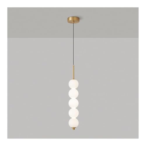 Lámpara de Techo Moderna de Cristal nórdico, lámpara Colgante de mesita de Noche, LED Ajustable, Estilo Crema, para Dormitorio, Sala de Estar, Pasillo (latón, 53 cm/20,86 Pulgadas)