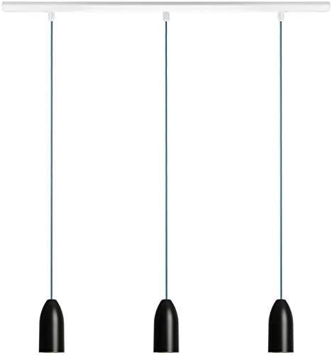 Buchenbusch urban design Esszimmerlampe 3 Flammen schwarz (33 Kabelfarben) langer Esstisch Tresen Beton-Optik edel handgefertigt blendet nicht black edition